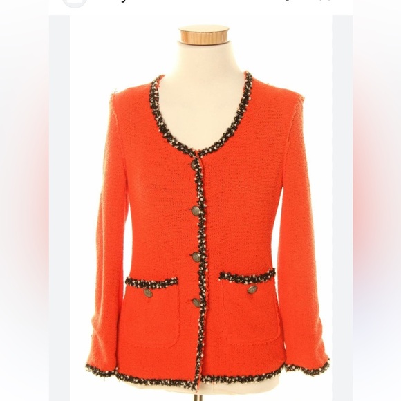 Zara Orange and Black Blazer with Classic Tweed Trim. EUC Size S - Picture 1 of 10